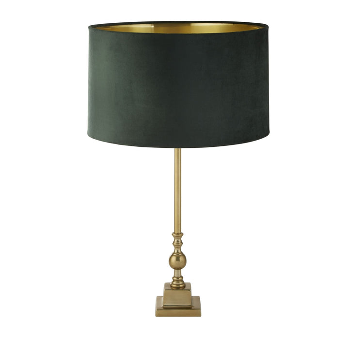 Searchlight 81214GR Whitby Table Lamp Antique Brass Metal Green Velvet Shade