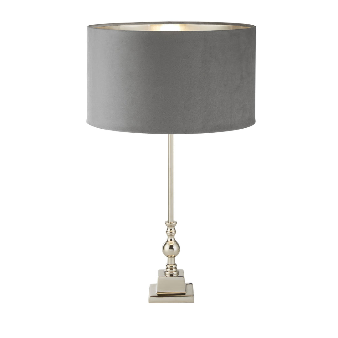 Searchlight 81214GY Whitby Table Lamp Chrome Metal Light Grey Velvet Shade