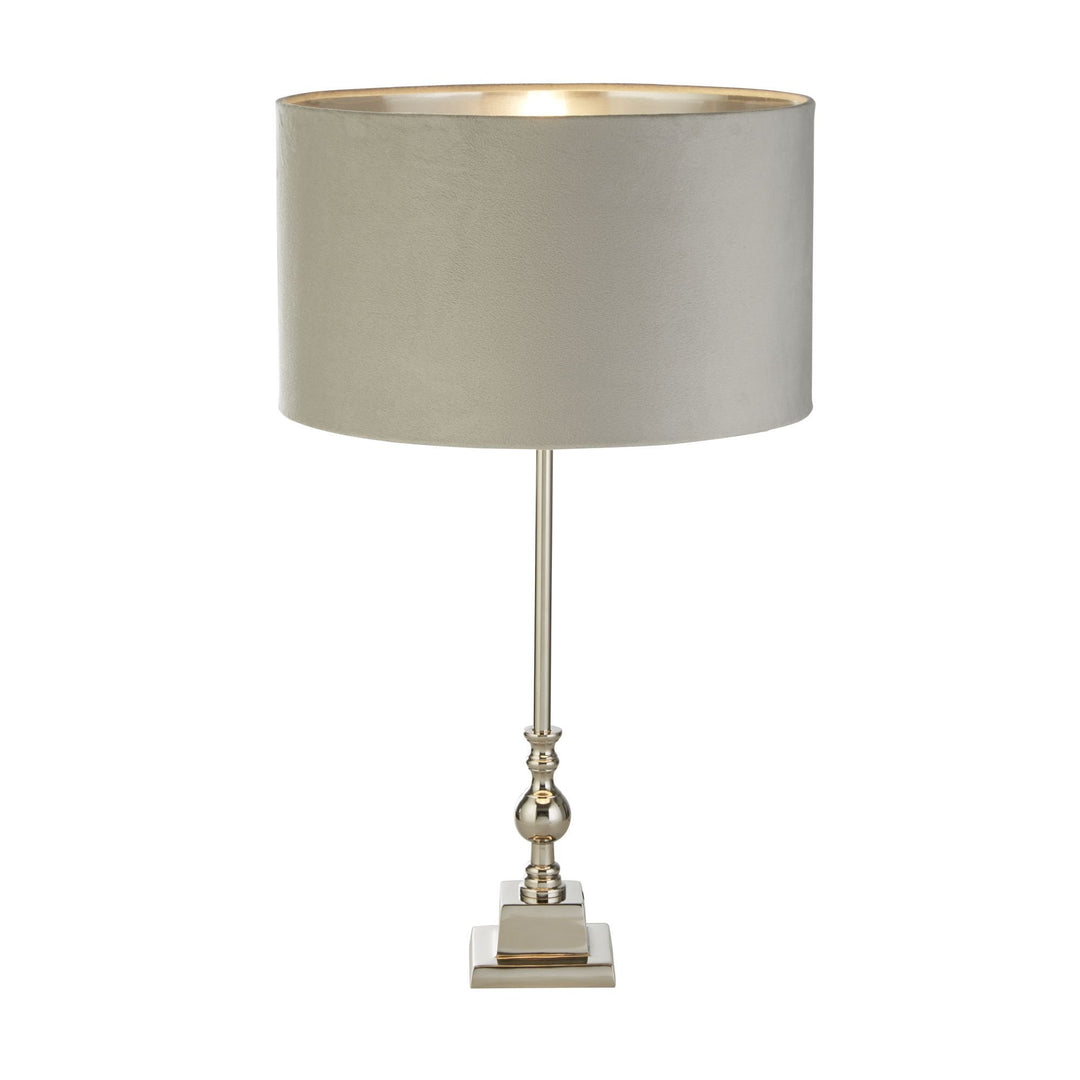 Searchlight 81214GY Whitby Table Lamp Chrome Metal Light Grey Velvet Shade