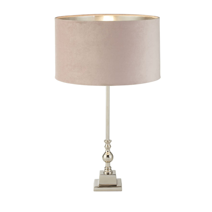 Searchlight 81214PI Whitby Table Lamp Chrome Metal Pink Velvet Shade