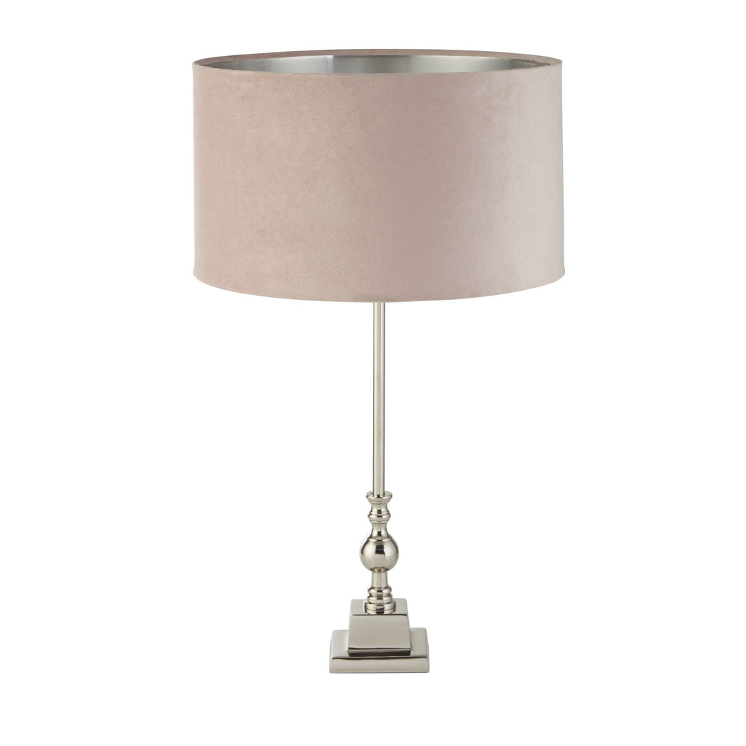 Searchlight 81214PI Whitby Table Lamp Chrome Metal Pink Velvet Shade