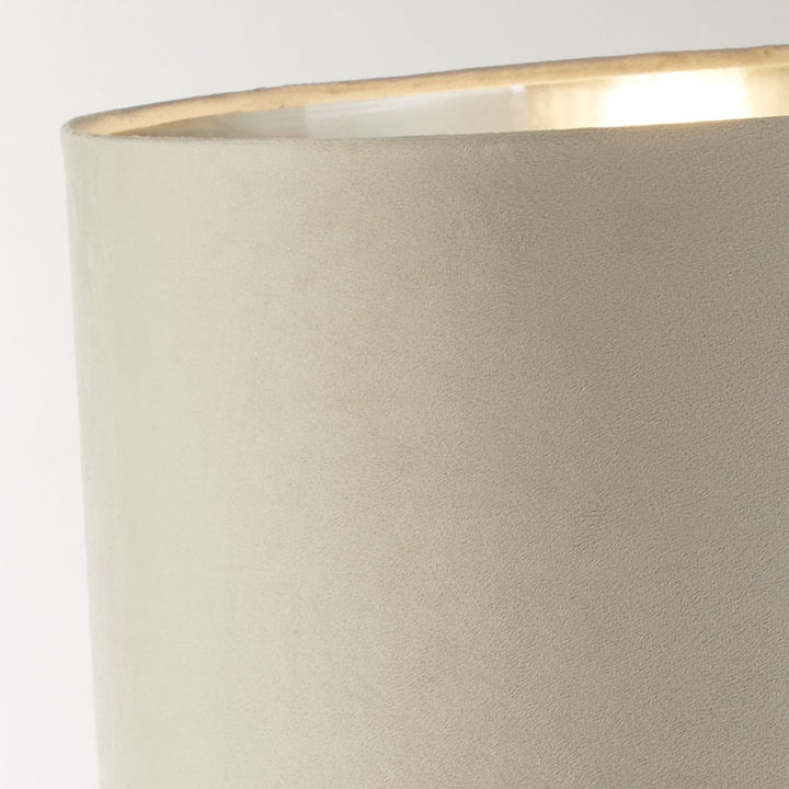 Searchlight 81214TA Whitby Table Lamp Chrome Metal Taupe Velvet Shade
