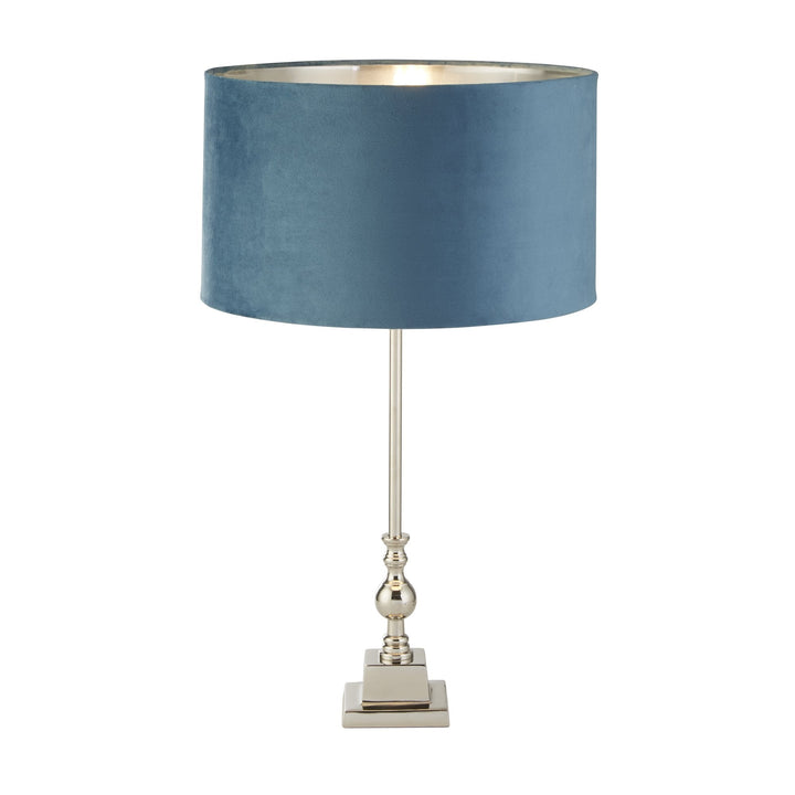 Searchlight 81214TE Whitby Table Lamp Chrome Metal Teal Velvet Shade