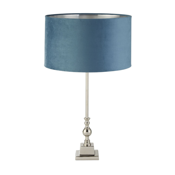 Searchlight 81214TE Whitby Table Lamp Chrome Metal Teal Velvet Shade