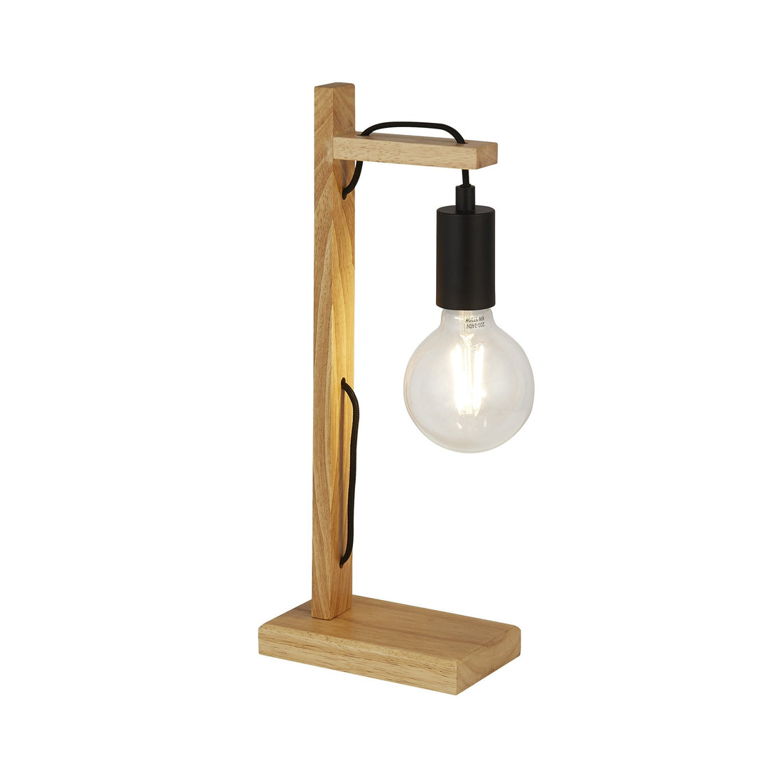 Searchlight 95041-1BR Woody Table Lamp Natural Wood Black Metal