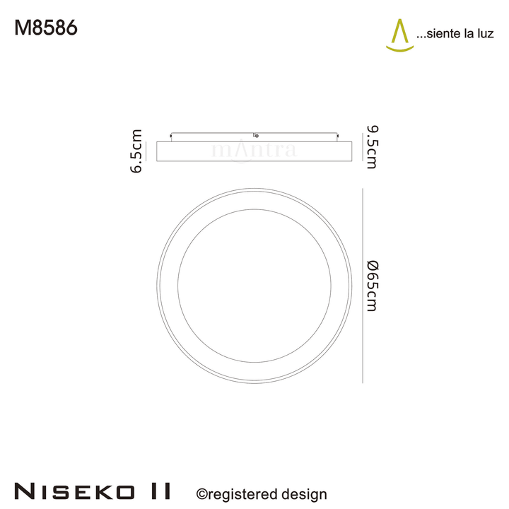 Mantra M8586 Niseko II Ring LED Flush Ceiling Light 65cm Remote Control Wood