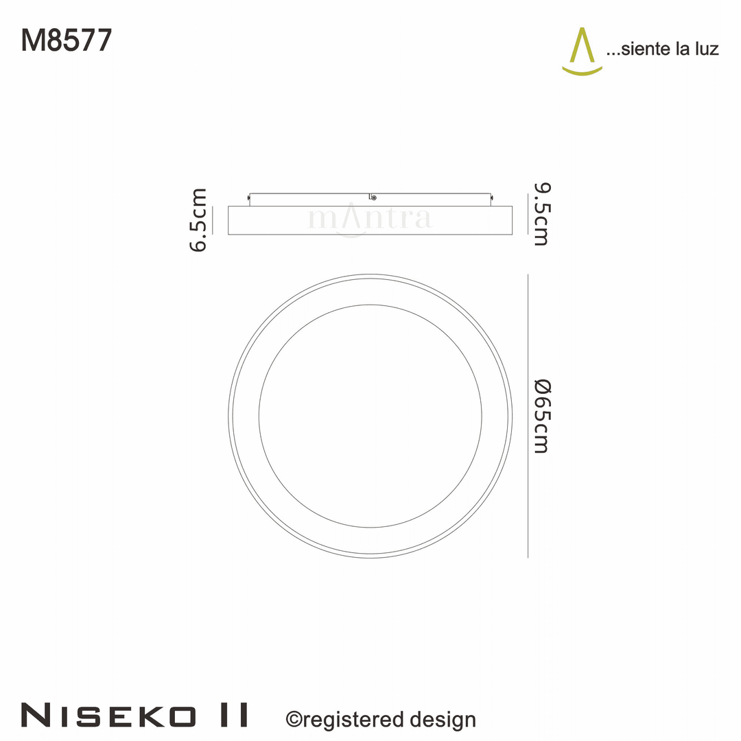 Mantra M8577 Niseko II Ring LED Flush Ceiling Light 65cm Remote Control White