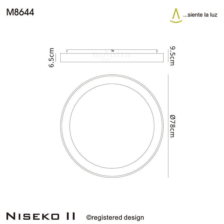 Mantra M8644 Niseko II Ring LED Flush Ceiling Light 78cm Remote Control Wood