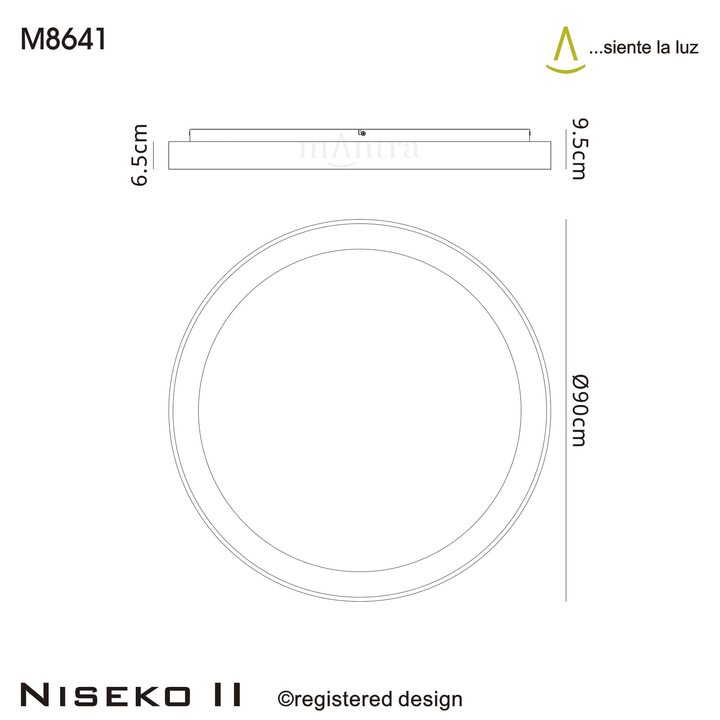 Mantra M8641 Niseko II Ring LED Flush Ceiling Light 90cm Remote Control Gold