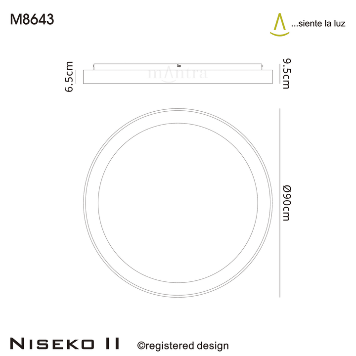 Mantra M8643 Niseko II Ring LED Flush Ceiling Light 90cm Remote Control Wood
