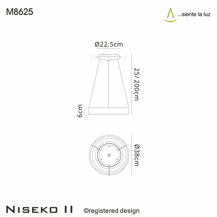 Mantra M8625 Niseko II Ring LED Pendant 38cm Remote Control White