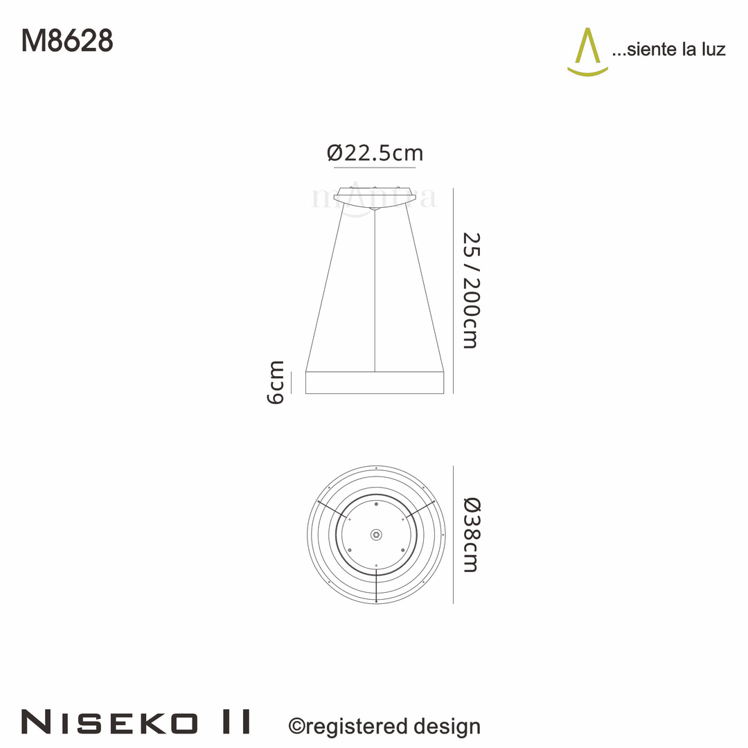 Mantra M8628 Niseko II Ring LED Pendant 38cm Remote Control Wood