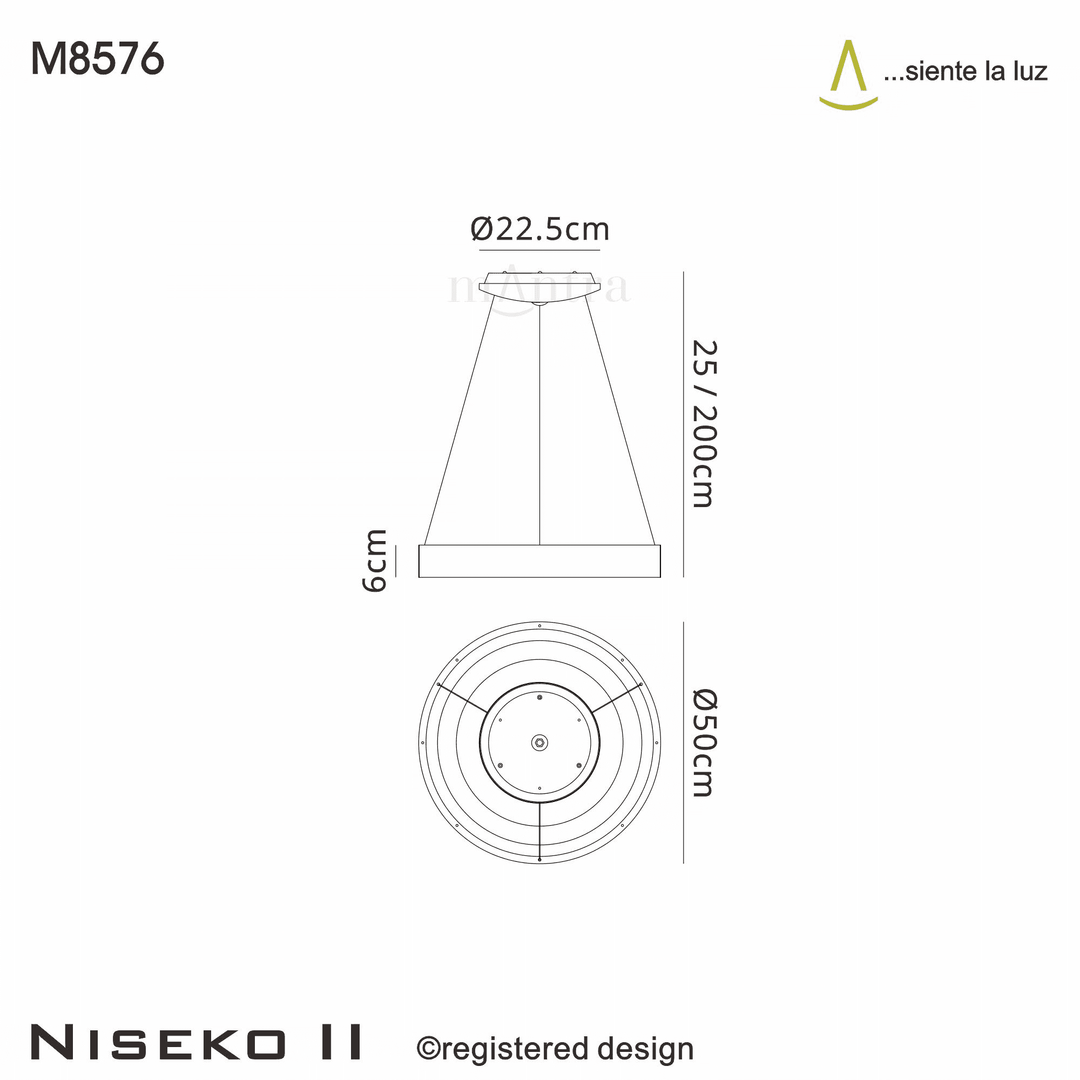 Mantra M8576 Niseko II Ring LED Pendant 50cm Remote Control Wood