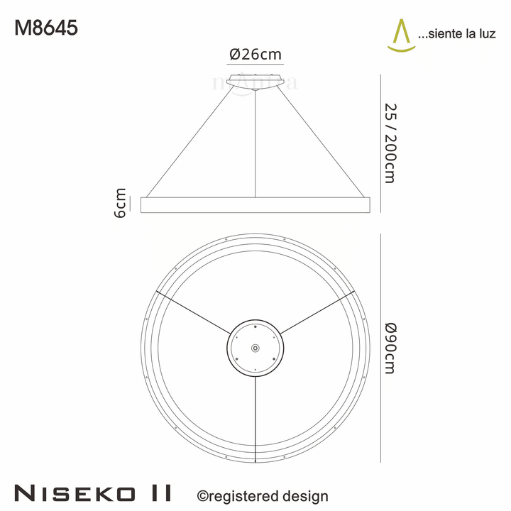 Mantra M8645 Niseko II Ring LED Pendant 90cm Remote Control White