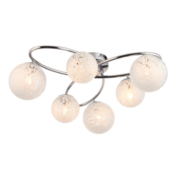 Endon 97232 Maye 6 Light Semi Flush Chrome Plate And White Confetti Glass