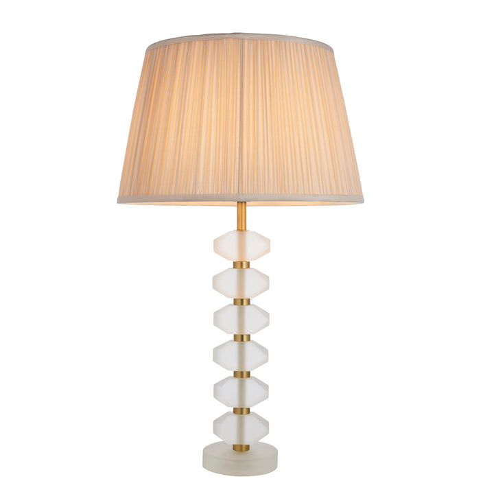 Endon 98345 Annabelle And Freya 1 Light Table Lamp Frosted Crystal And Oyster Silk