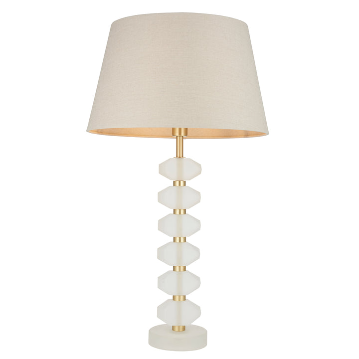 Endon 98349 Annabelle And Cici 1 Light Table Lamp Frosted Crystal And Grey Linen Mix Fabric