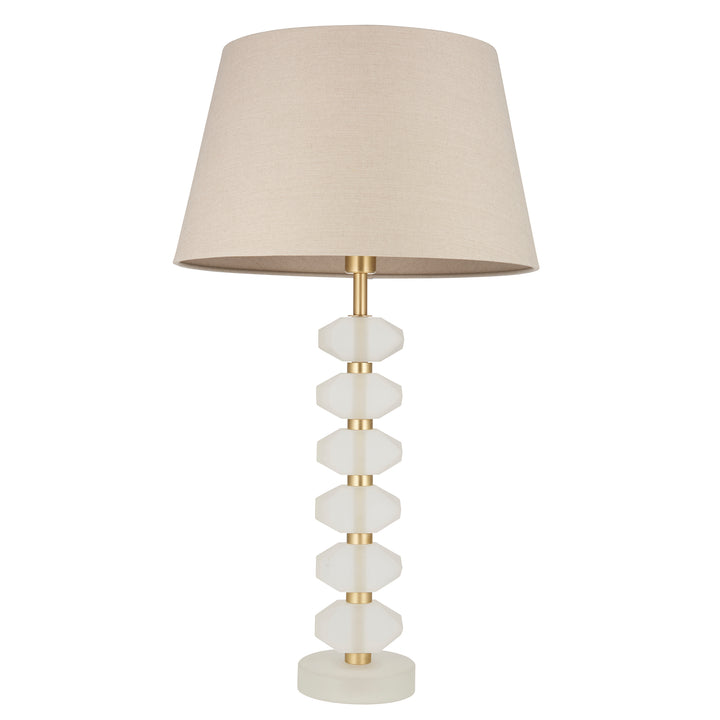 Endon 98349 Annabelle And Cici 1 Light Table Lamp Frosted Crystal And Grey Linen Mix Fabric