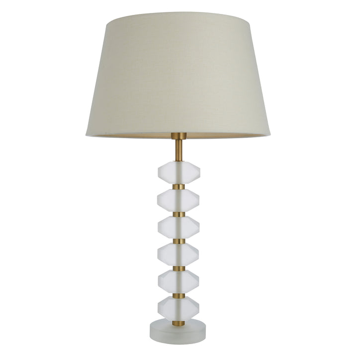 Endon 98350 Annabelle And Cici 1 Light Table Lamp Frosted Crystal And Ivory Linen Mix Fabric