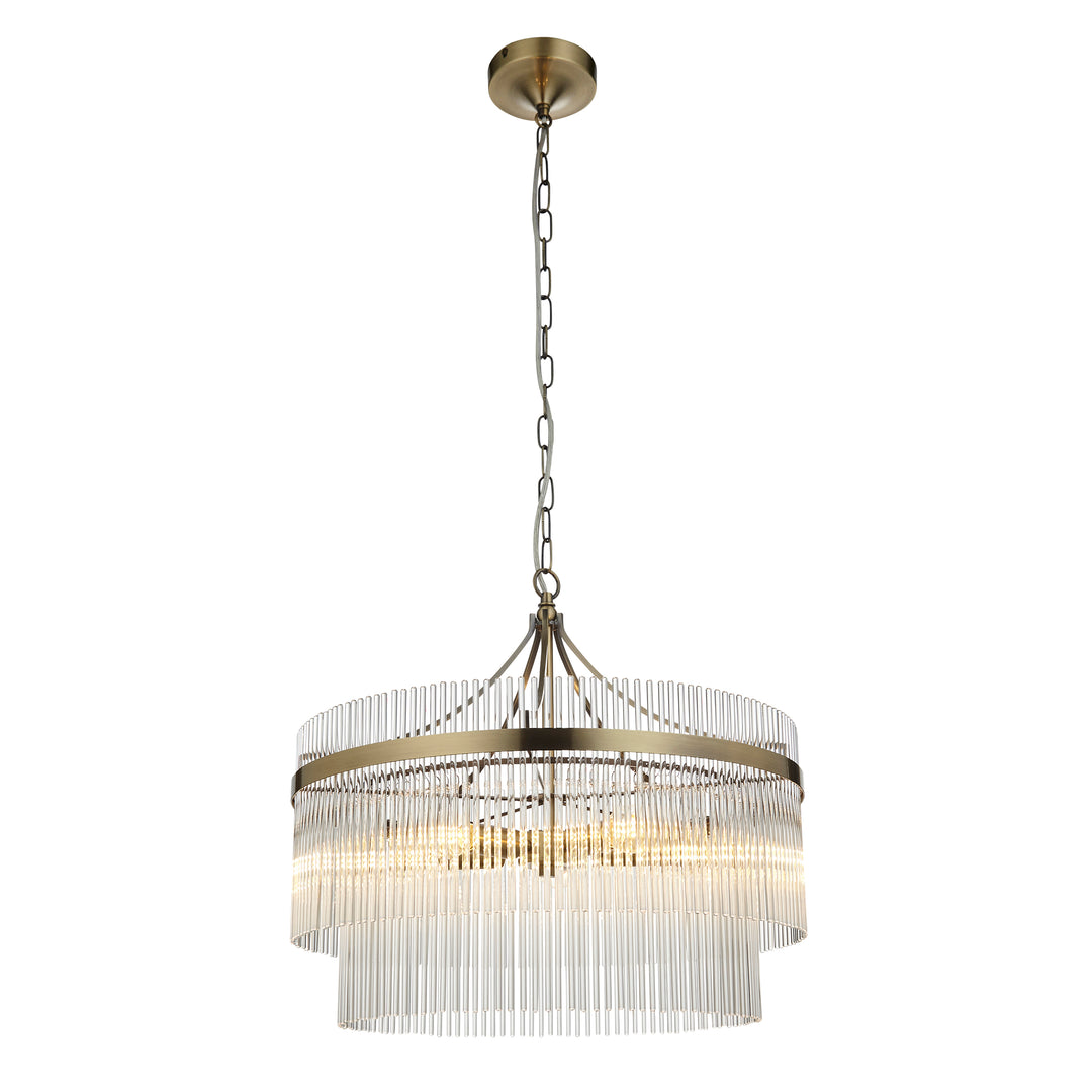 Endon 99166 Marietta 5 Light Pendant Antique Brass Plate And Clear Glass