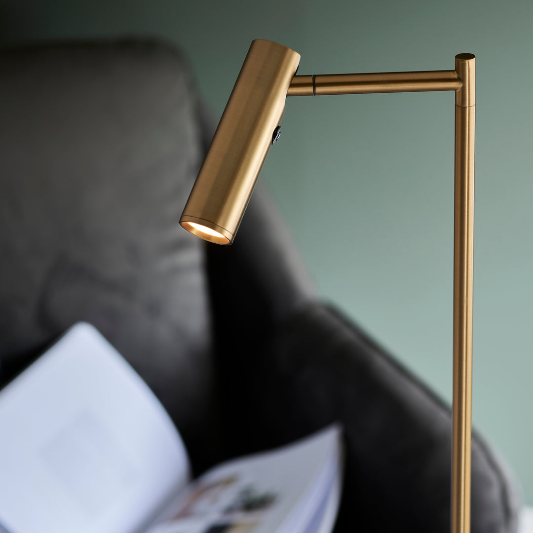 Endon 99774 Dedicated Reader 1 Light LED Floor Lamp Warm Brass Plate