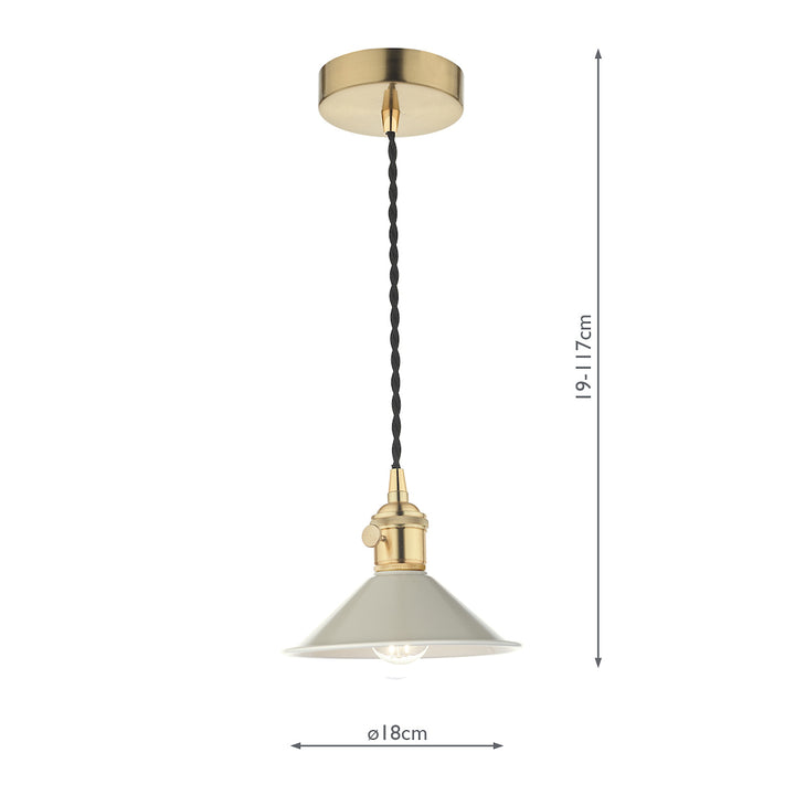 Dar HAD0140-06 Hadano 1 Light Pendant Natural Brass With Cashmere Shade