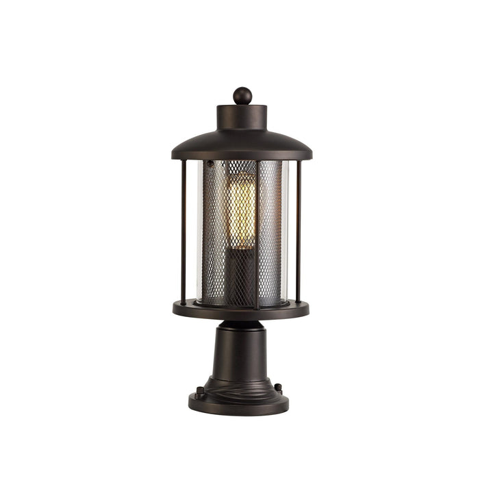 Nelson Lighting NL73179 Argon Outdoor Pedestal Lamp Antique Bronze/Clear Glass