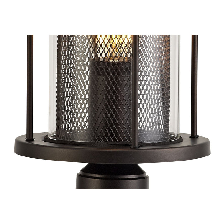 Nelson Lighting NL73179 Argon Outdoor Pedestal Lamp Antique Bronze/Clear Glass