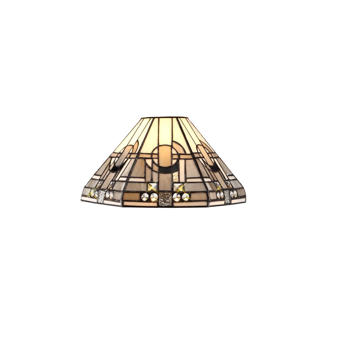 Nelson Lighting NLK00129 Azure 1 Light Curved Table Lamp With 30cm Tiffany Shade White/Grey/Black/Brass