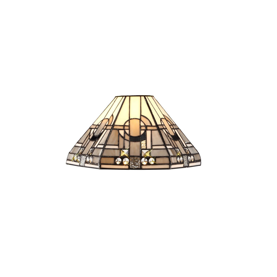 Nelson Lighting NLK00149 Azure 1 Light Down Lighter Pendant With 30cm Tiffany Shade White/Grey/Black/Brass