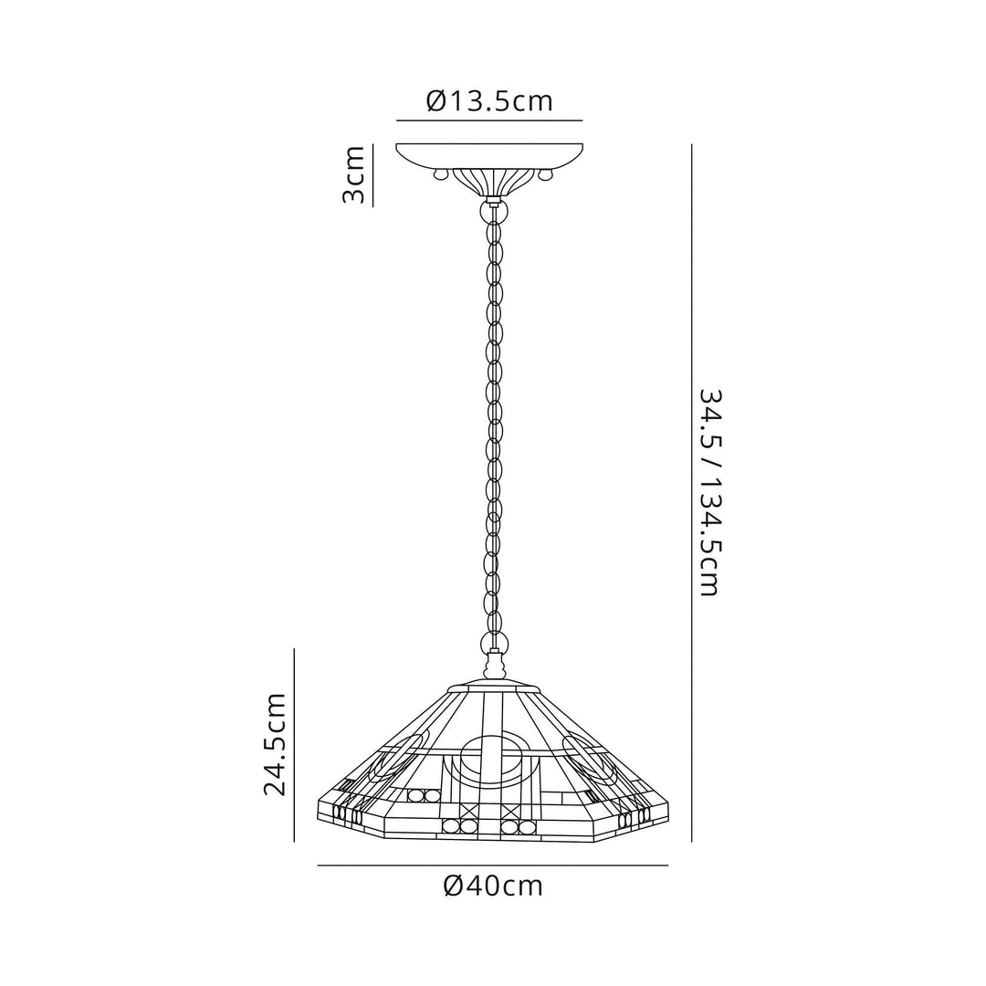 Nelson Lighting NLK00249 Azure 1 Light Down Lighter Pendant With 40cm Tiffany Shade White/Grey/Black/Brass