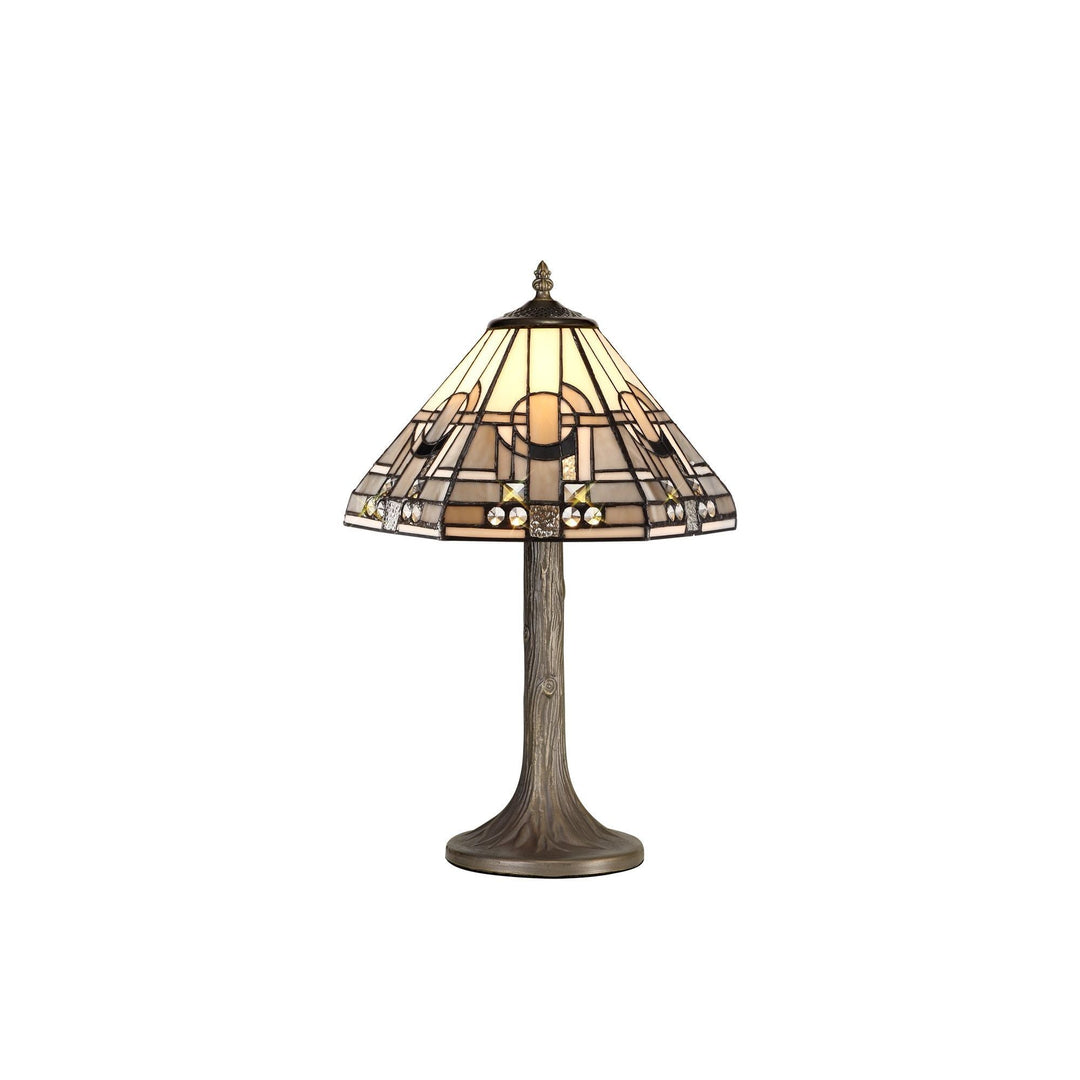Nelson Lighting NLK00119 Azure 1 Light Tree Like Table Lamp With 30cm Tiffany Shade White/Grey/Black/Brass