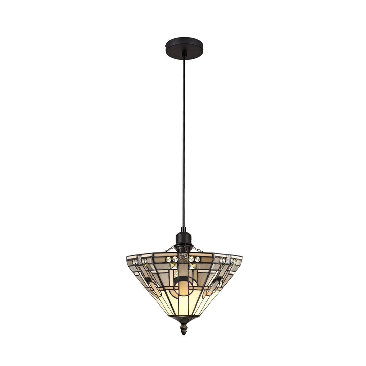 Nelson Lighting NLK00109 Azure 1 Light Up Lighter Pendant With 30cm Tiffany Shade White/Grey/Black/Clear Crystal