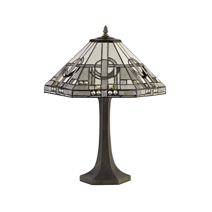 Nelson Lighting NLK00229 Azure 2 Light Curved Table Lamp With 40cm Tiffany Shade White/Grey/Black/Brass