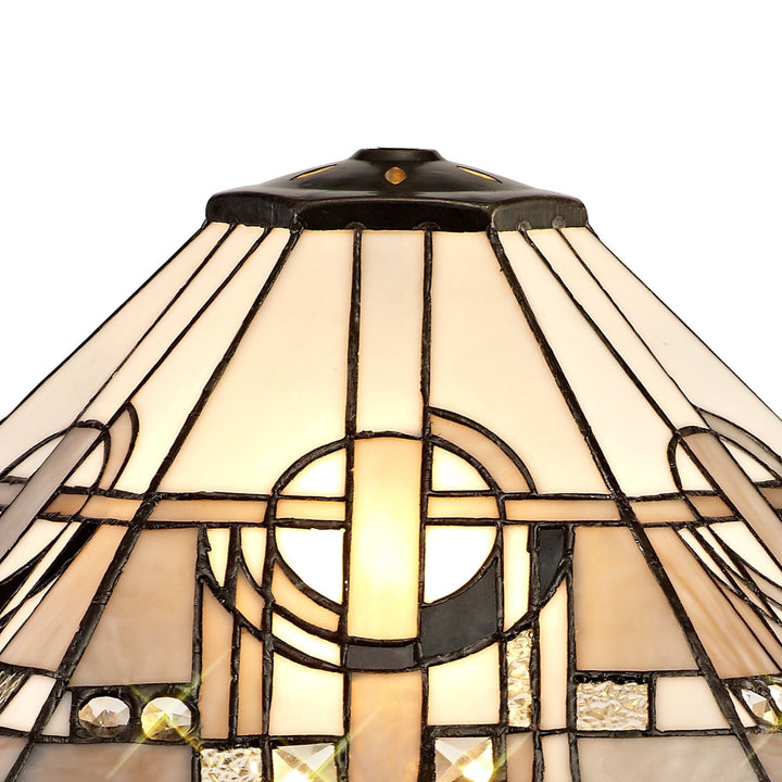 Nelson Lighting NLK00229 Azure 2 Light Curved Table Lamp With 40cm Tiffany Shade White/Grey/Black/Brass