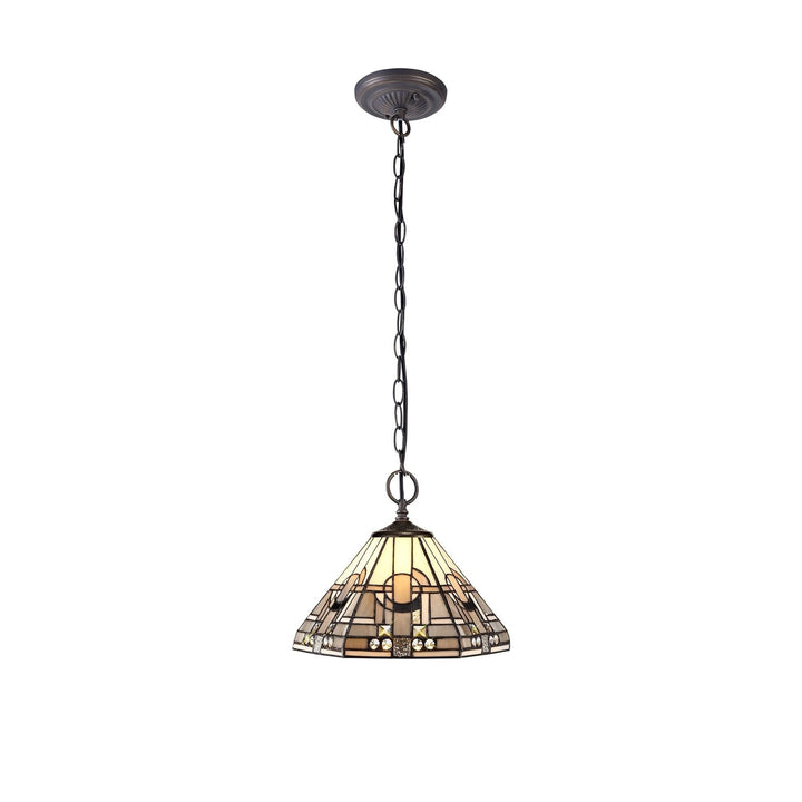 Nelson Lighting NLK00159 Azure 2 Light Down Lighter Pendant With 30cm Tiffany Shade White/Grey/Black/Brass