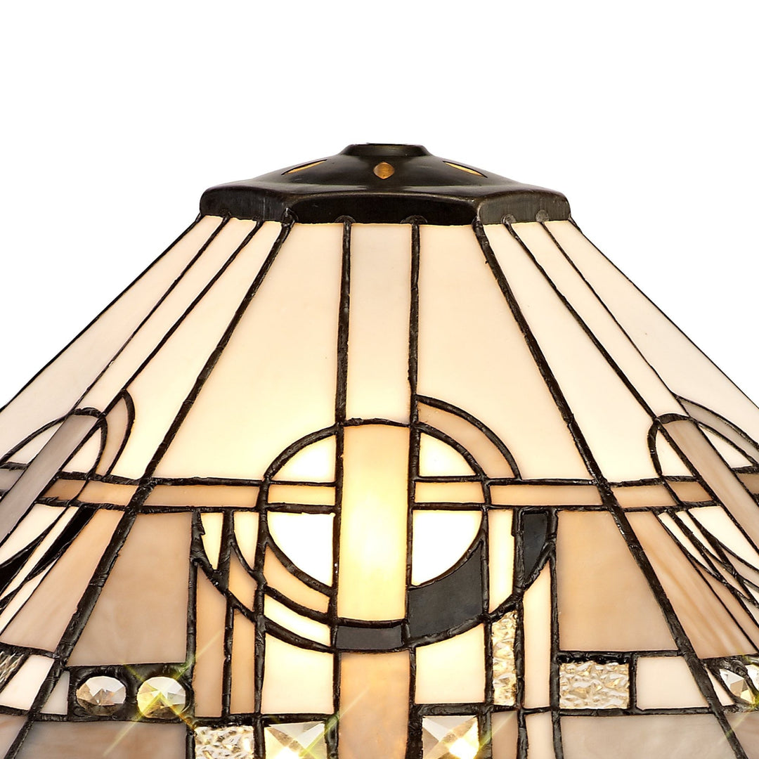 Nelson Lighting NLK00239 Azure 2 Light Octagonal Table Lamp With 40cm Tiffany Shade White/Grey/Black/Brass