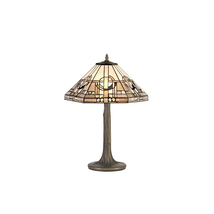 Nelson Lighting NLK00219 Azure 2 Light Tree Like Table Lamp With 40cm Tiffany Shade White/Grey/Black/Brass