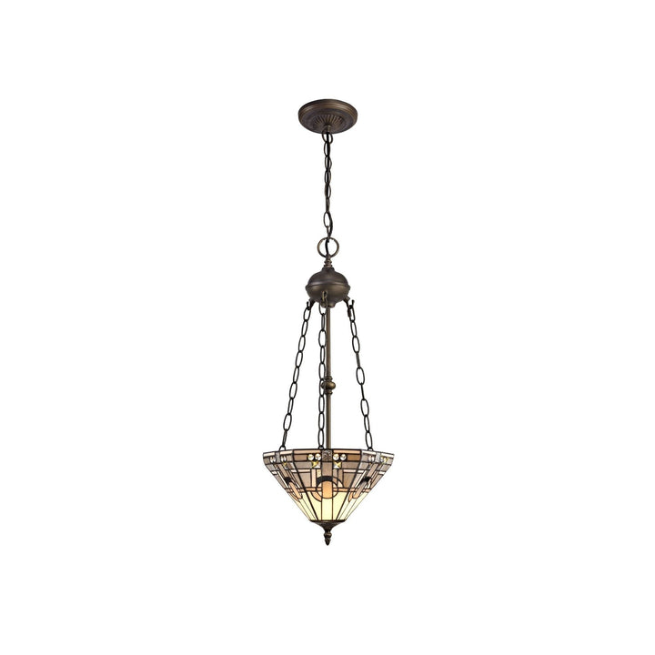 Nelson Lighting NLK00199 Azure 2 Light Up Lighter Pendant With 30cm Tiffany Shade White/Grey/Black/Brass