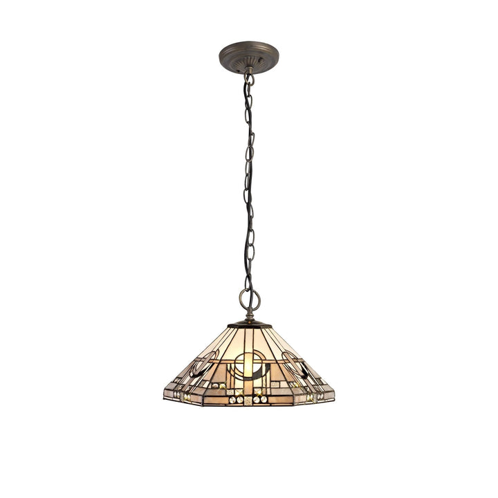 Nelson Lighting NLK00269 Azure 3 Light Down Lighter Pendant With 40cm Tiffany Shade White/Grey/Black/Brass