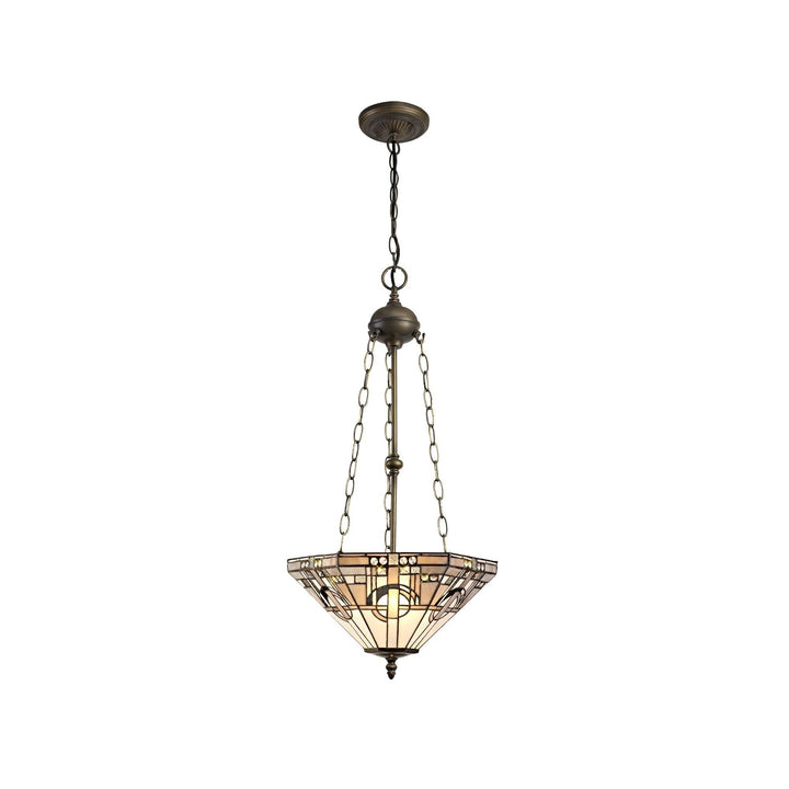 Nelson Lighting NLK00289 Azure 3 Light Up Lighter Pendant With 40cm Tiffany Shade White/Grey/Black/Brass