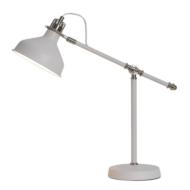 Nelson Lighting NL70069 Barnie Adjustable Table Lamp Sand White/Satin Nickel/White