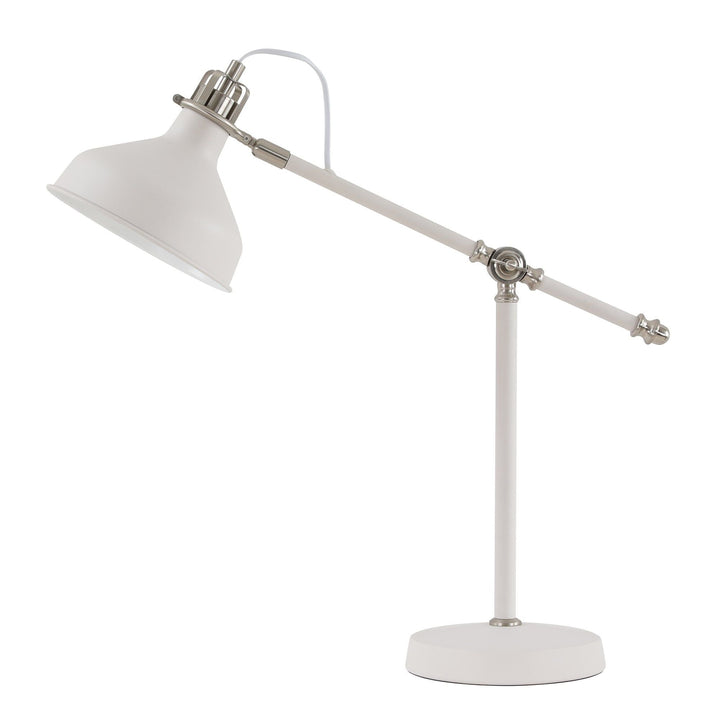 Nelson Lighting NL70069 Barnie Adjustable Table Lamp Sand White/Satin Nickel/White