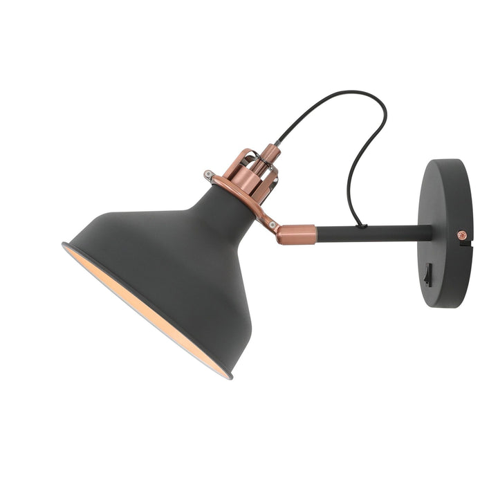 Nelson Lighting NL77199 Barnie Adjustable Wall Lamp Switched 1 Light Sand Black/Copper/White