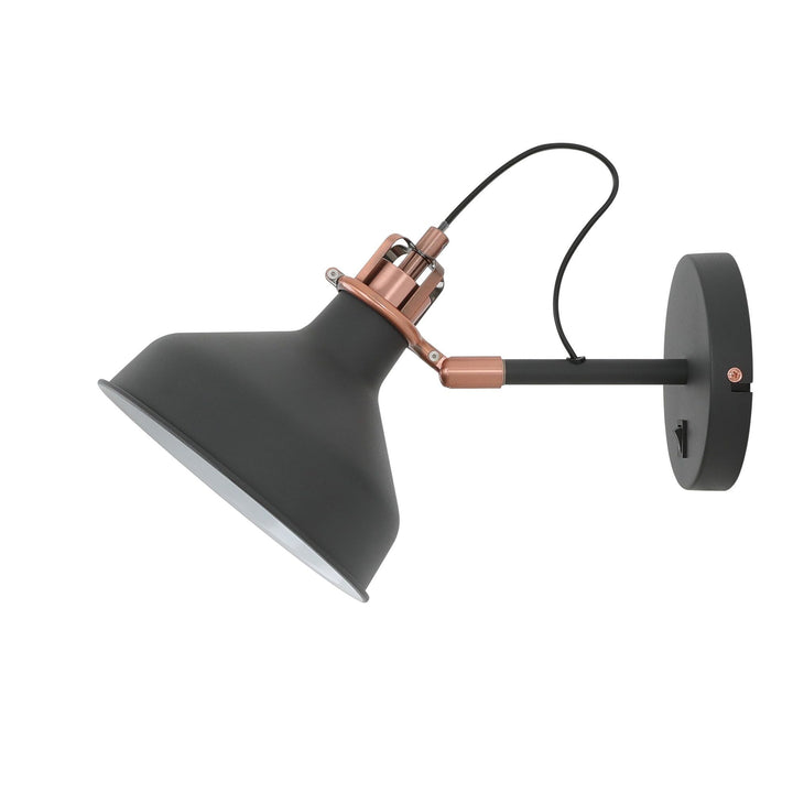 Nelson Lighting NL77199 Barnie Adjustable Wall Lamp Switched 1 Light Sand Black/Copper/White