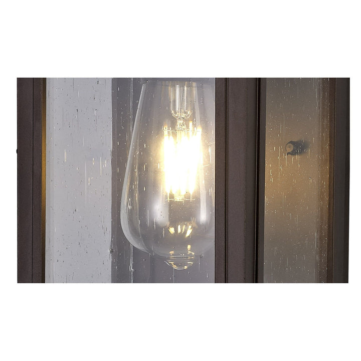 Nelson Lighting NL75619 Kemel Outdoor Flush Wall Lamp 1 Light Antique Bronze/Clear Seeded Glass