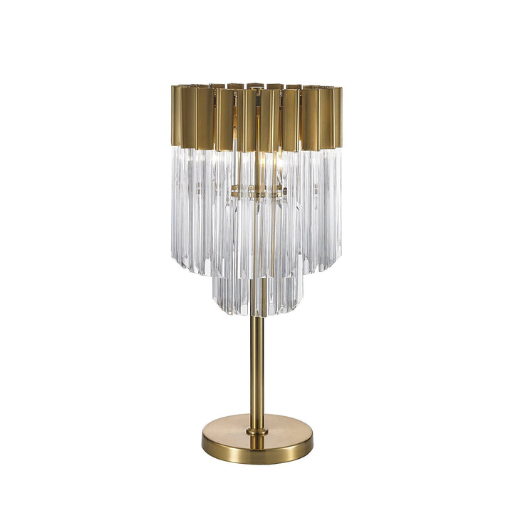Nelson Lighting NL73529 Kobra Table Lamp 3 Light Brass/Glass