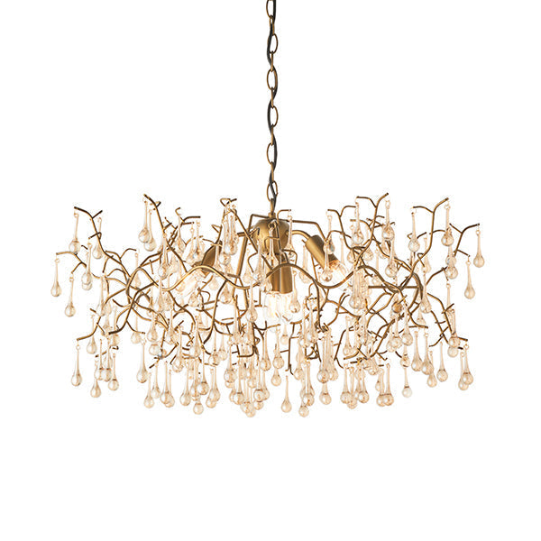 Nelson Lighting NL841675 4 Light Pendant Aged Gold Paint & Champagne Lustre Glass