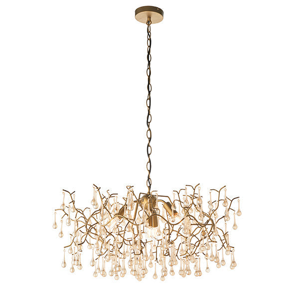 Nelson Lighting NL841675 4 Light Pendant Aged Gold Paint & Champagne Lustre Glass