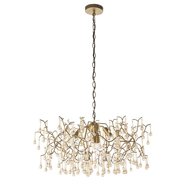 Nelson Lighting NL841675 4 Light Pendant Aged Gold Paint & Champagne Lustre Glass